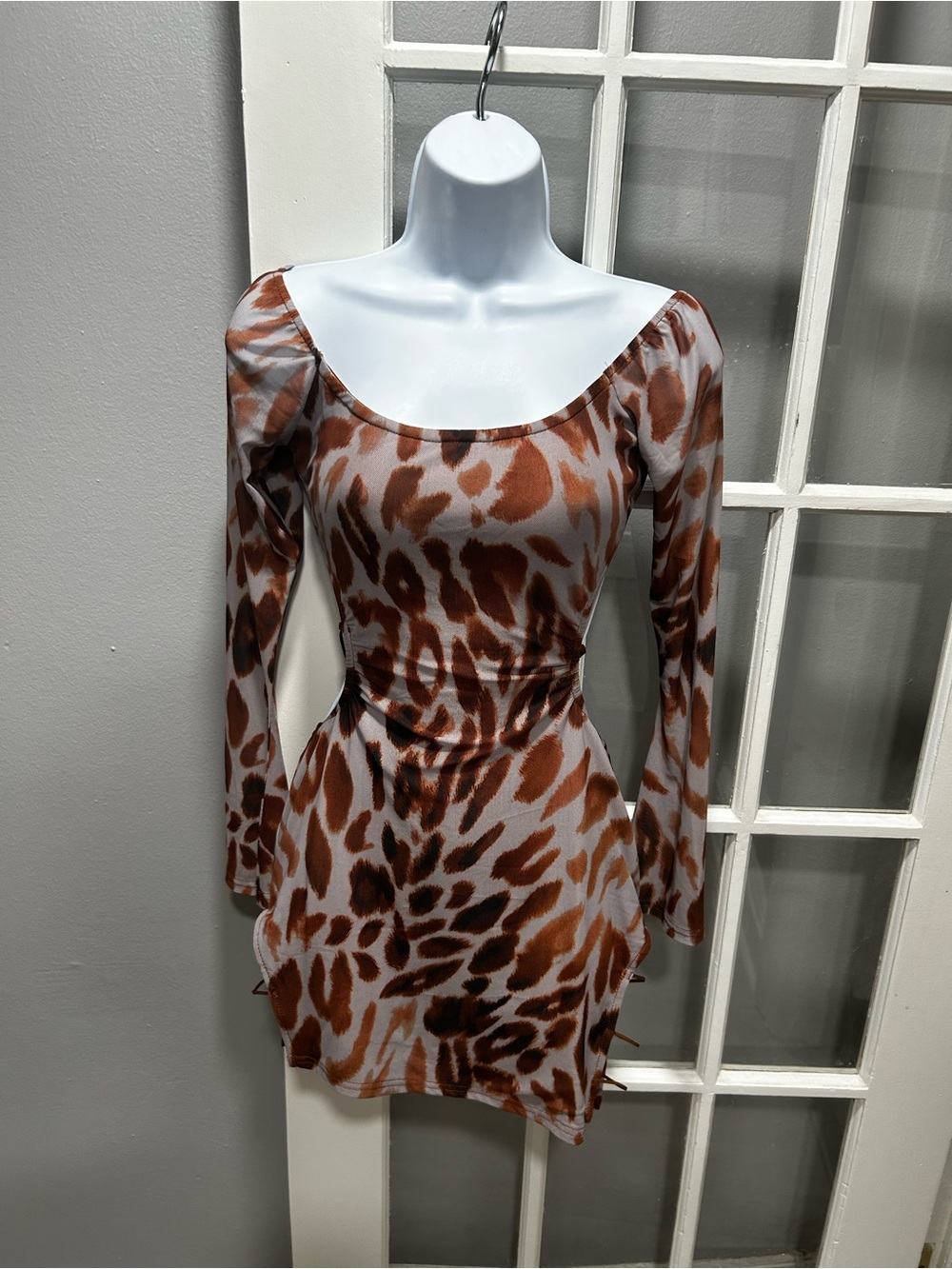Fashion Nova Brown and White Animal Print Mini Dress